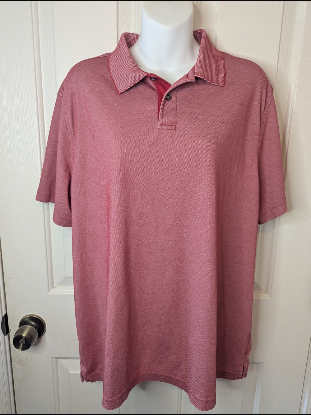 Tasso Elba Polo Golf Shirt Red Mens L Short Sleeve